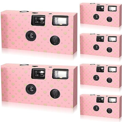 6 Pack Disposable Camera Bulk for Wedding, 35mm Single Use Camera with Flash Disposable Cameras One Time Camera Black and White Film for Gathering Wedding Anniversary Travel Camp Party Supply | Amazon (US)