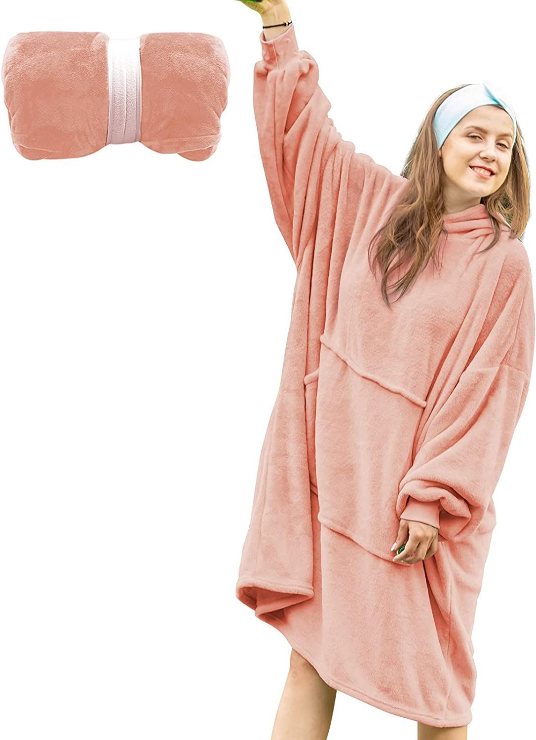 Amazon.com: Oversized Blanket Hoodie for Women Wearable Blanket Sweatshirt - Light Pink Sweaters ... | Amazon (US)