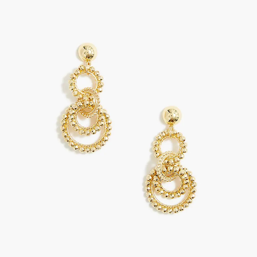 Beaded interlocking hoop earrings | J.Crew Factory