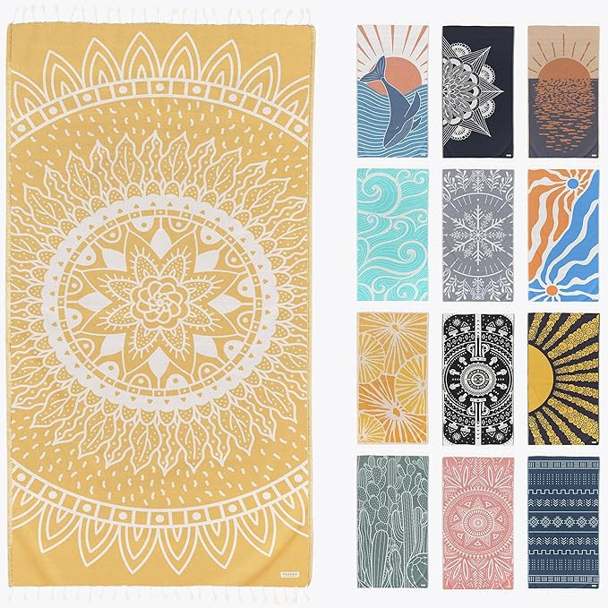 Sand Free Turkish Beach Towel (37 x 67) Quick Dry Bath Towel, Oversized Beach Blanket, Lightweigh... | Amazon (US)