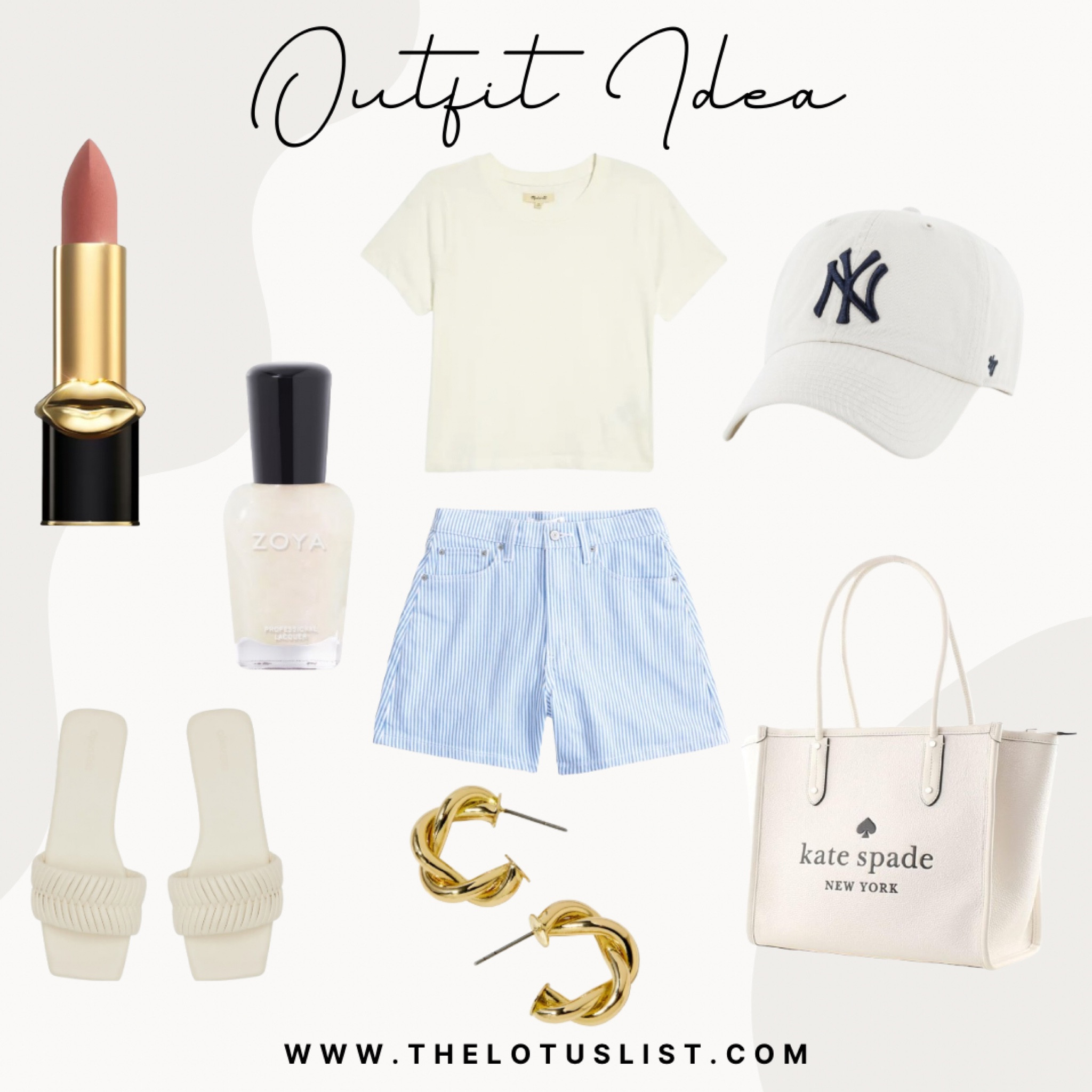 Outfit Idea

LTKitbag / LTKshoecrush / LTKbeauty / LTKsalealert / ltknsale/ ltksummersales / crop top / basics / cropped tee / striped shorts / denim shorts / gold hoop earrings / gold hoops / gold earrings / sandals / shoes / summer sandals / summer outfit / summer outfits / lipstick / pat mcgrath lipstick/ neutral lipstick / neutral tones / Kate spade tote bag  / kate spade / Kate spade bag / New York baseball cap / beige baseball cap / sale / sale alert 

#LTKStyleTip #LTKFindsUnder100 #LTKFindsUnder50