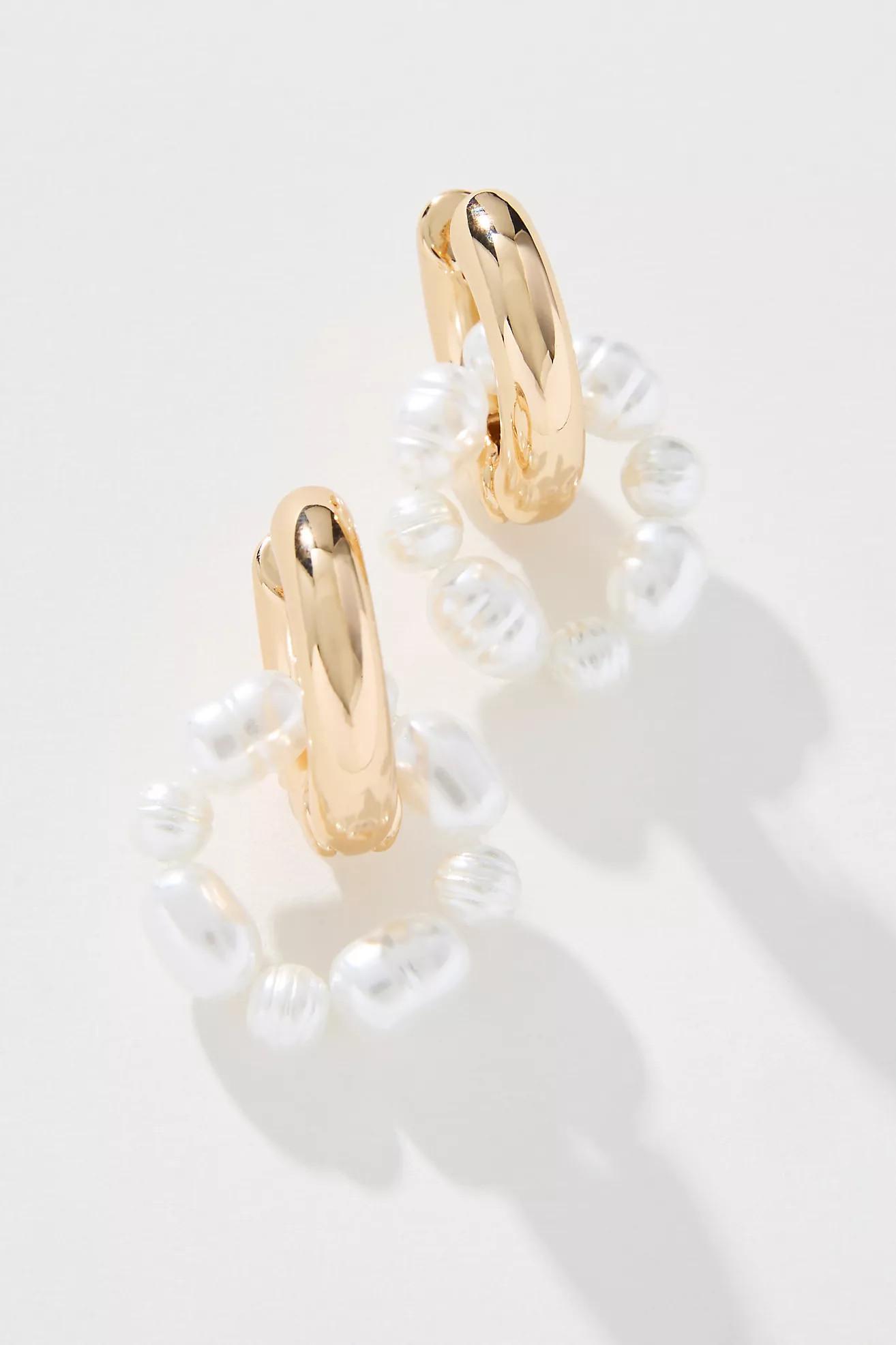 Circular Pearl Huggie Hoop Earrings | Anthropologie (US)