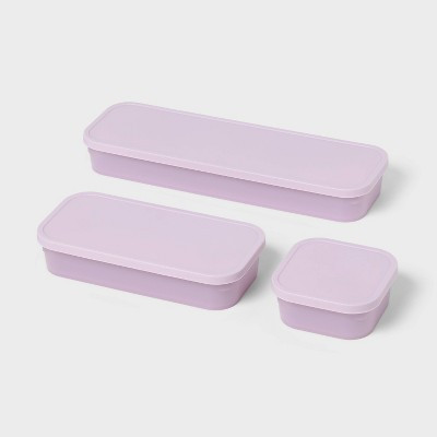 3pk Click in Place Shallow Insert Storage Containers 46oz/30oz/13oz Lavender - Brightroom™ | Target