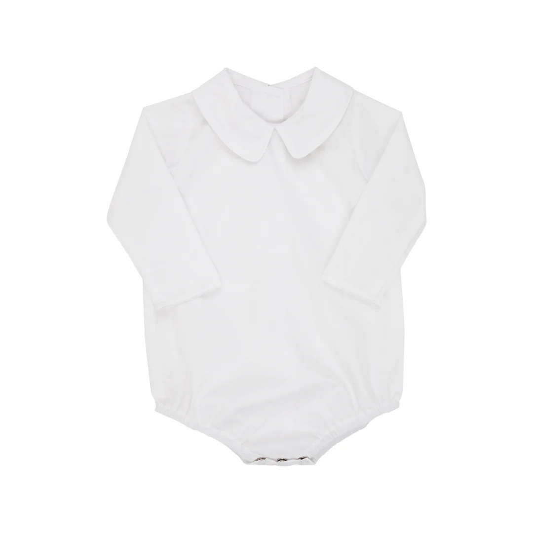 Peter Pan Collar Shirt & Onesie (Long Sleeve Woven) - Worth Avenue White | The Beaufort Bonnet Company
