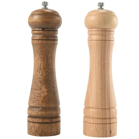Salt and Pepper Grinders Oak Wooden Salt and Pepper Mills Shakers Ceramic Rotor with Strong Adjustab | Walmart (US)