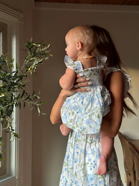 The Baby Ellie Nap Dress - Blue Peony Bouquet Cotton | Hill House Home