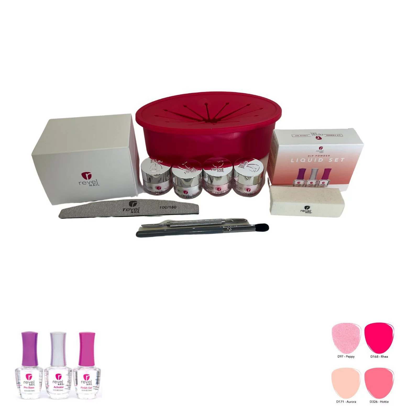 Revel Nail Pretty In Pink Dip Powder Starter Kit with Toolkit & Swift Soak Manicure Removal System | Kohl's