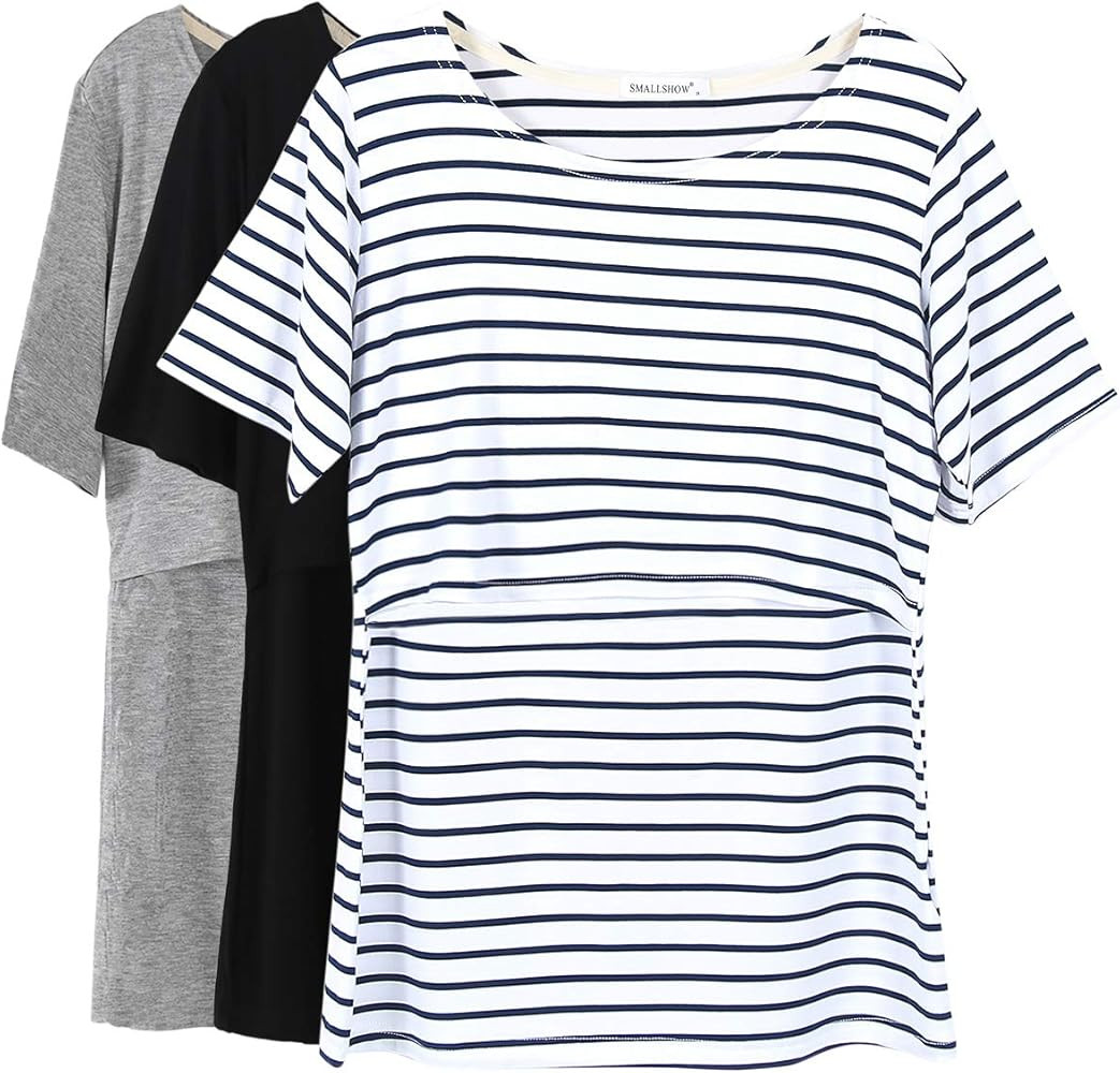 Smallshow Women's Maternity Nursing Tops Short Sleeve Breastfeeding Clothes | Amazon (US)
