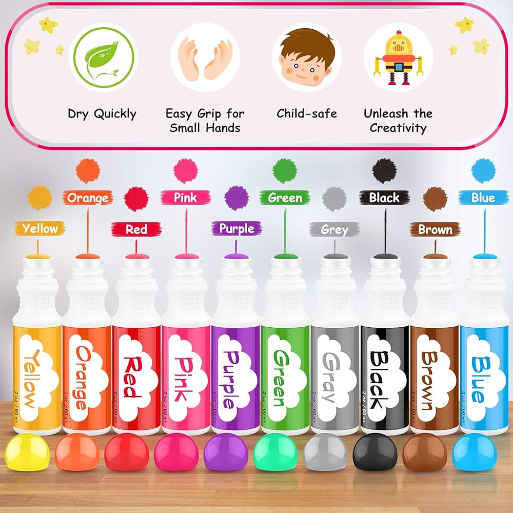 Soucolor Washable Dot Markers for Toddlers Kids Preschool, 10 Colors 2 oz Bingo Daubers Paint Mar... | Amazon (US)
