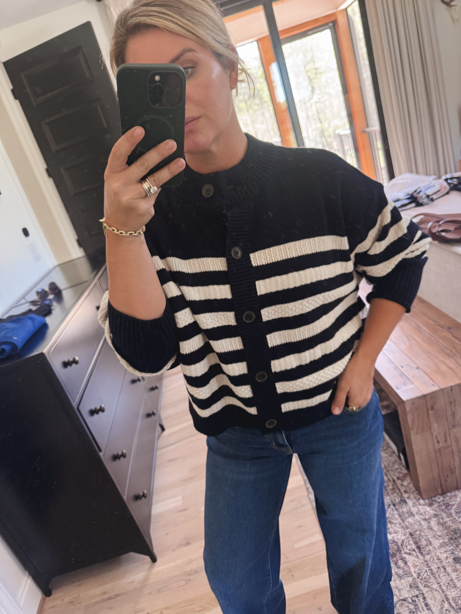 Striped chunky cardigan 

 #LTKgrwm #LTKootd #LTKSeasonal