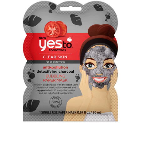 Yes To Tomatoes Detoxifying Charcoal Bubbling Paper Mask Single Use Charcoal Face Mask 0.67 Oz | Walmart (US)
