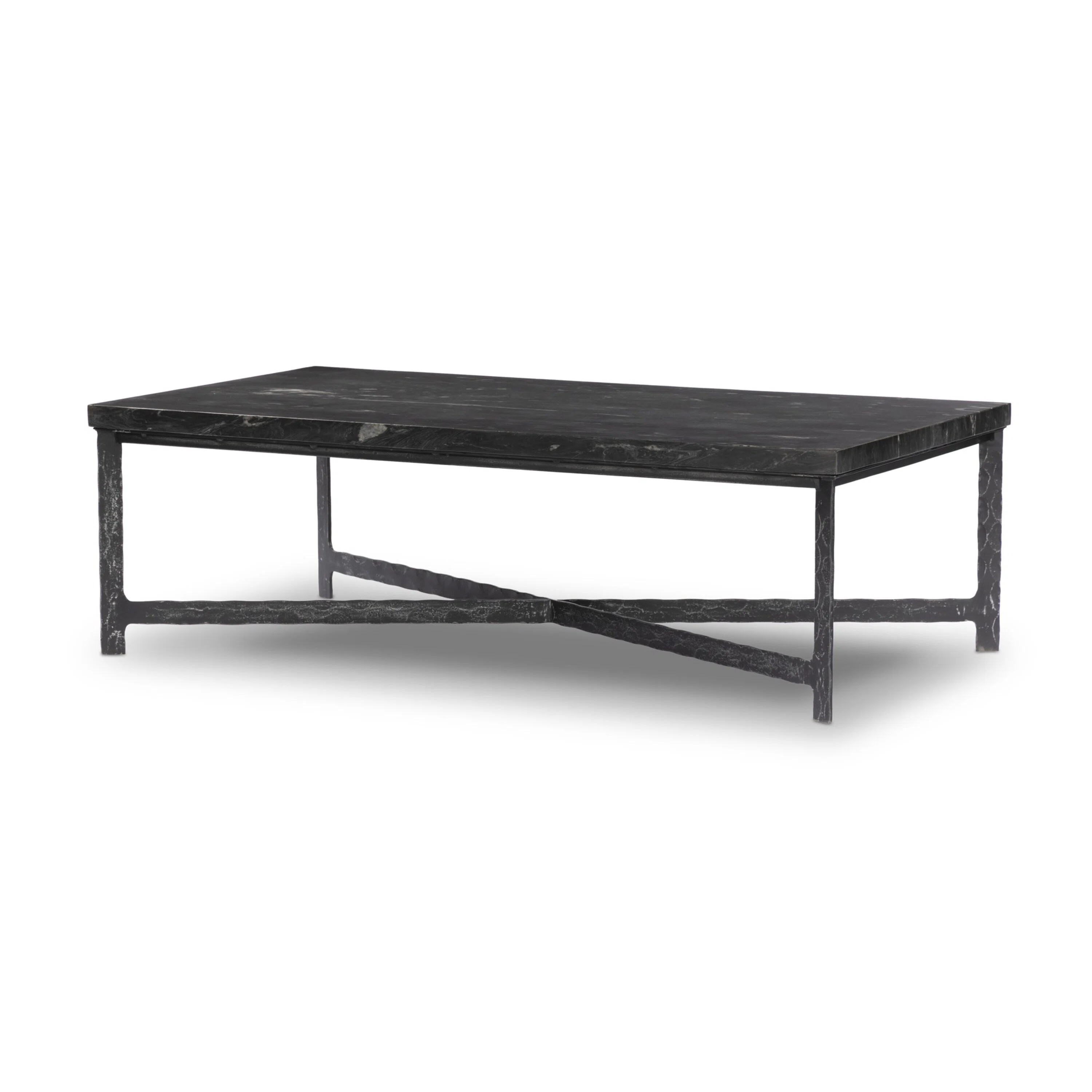 Hammered Iron Coffee Table-Charcoal Marble | Perigold