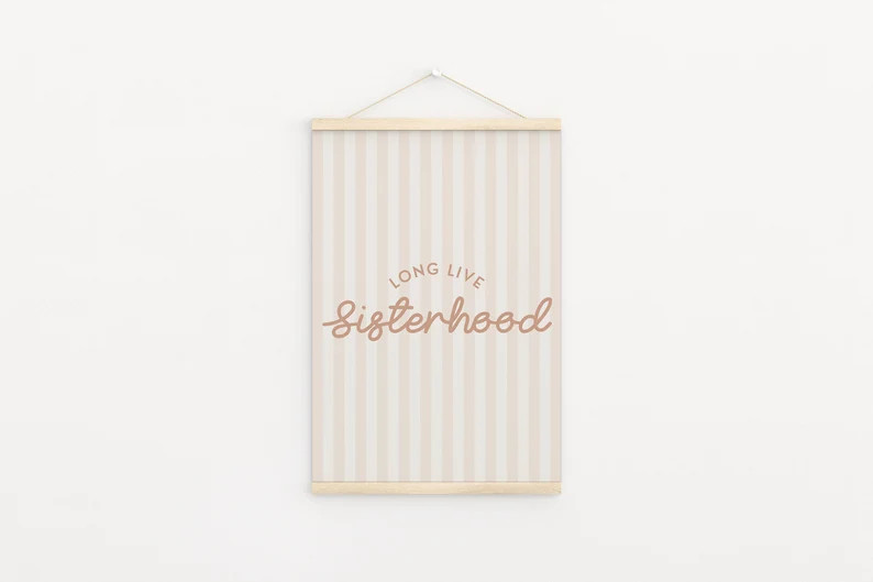 Blush Long Live Sisterhood Stripe Downloadable Print, Girl Nursery Decor, Twins Room, Sister Room... | Etsy (US)