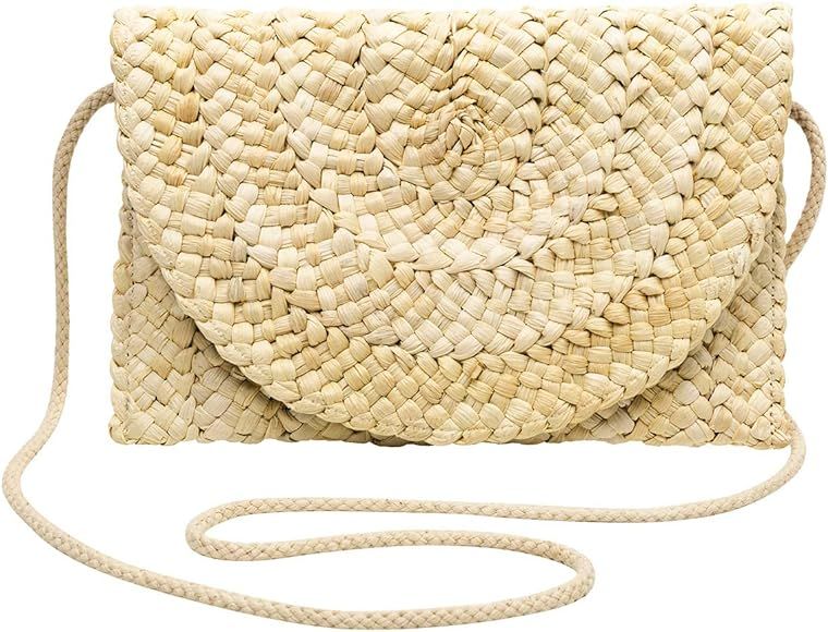 Womens Straw Clutch Handbag Evening bag Crossbody Straw Woven Beach Purse Envelope Bag Wallet Sho... | Amazon (US)