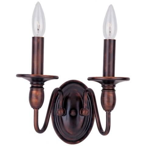 Maxim Towne 9" High Oil-Rubbed Bronze 2-Light Wall Sconce | Lamps Plus