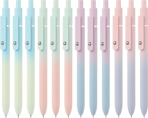 LINFANC 12 Pack Gel Pens Cute Medium Point 0.7mm Black Ink for Journaling Aesthetic School Supplies Office Supplies | Amazon (US)