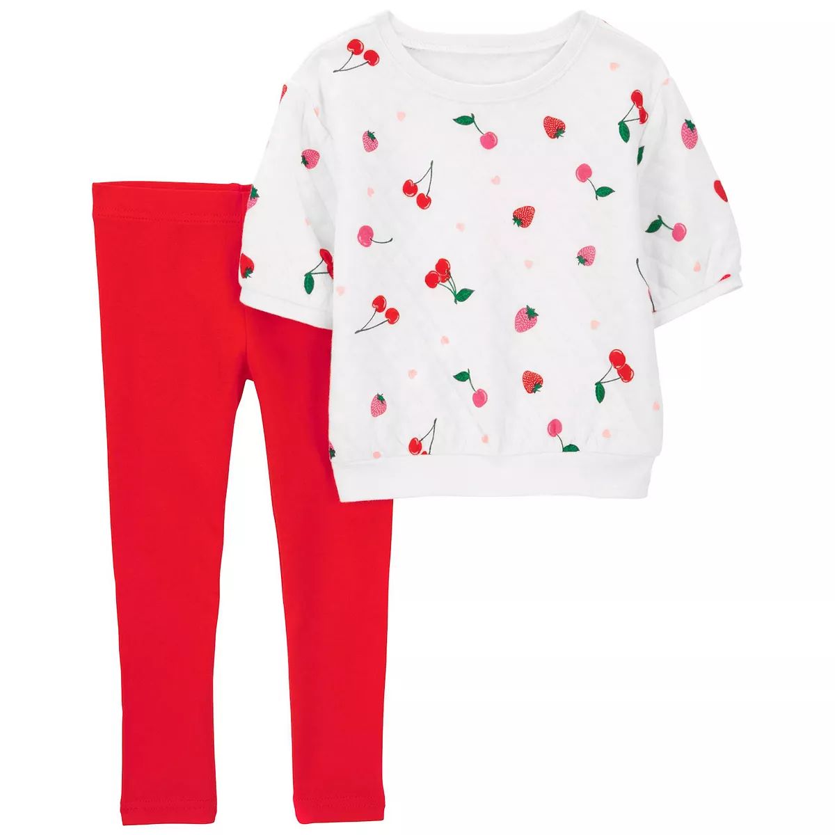 Toddler Girl Carter's Strawberry Cherry Print Short Sleeve Top & Leggings Set | Kohl's