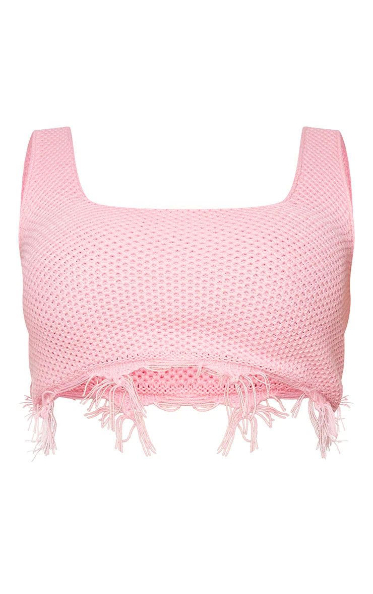 Plus Pink Raw Hem Knit Crop Top | PrettyLittleThing US
