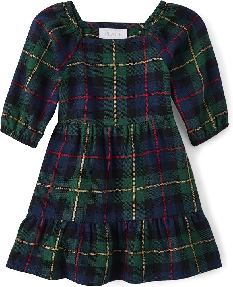 The Children's Place Baby Girls' and Toddler Short Sleeve Fashion Dress, Green Plaid, 3T      
 C... | Amazon (US)