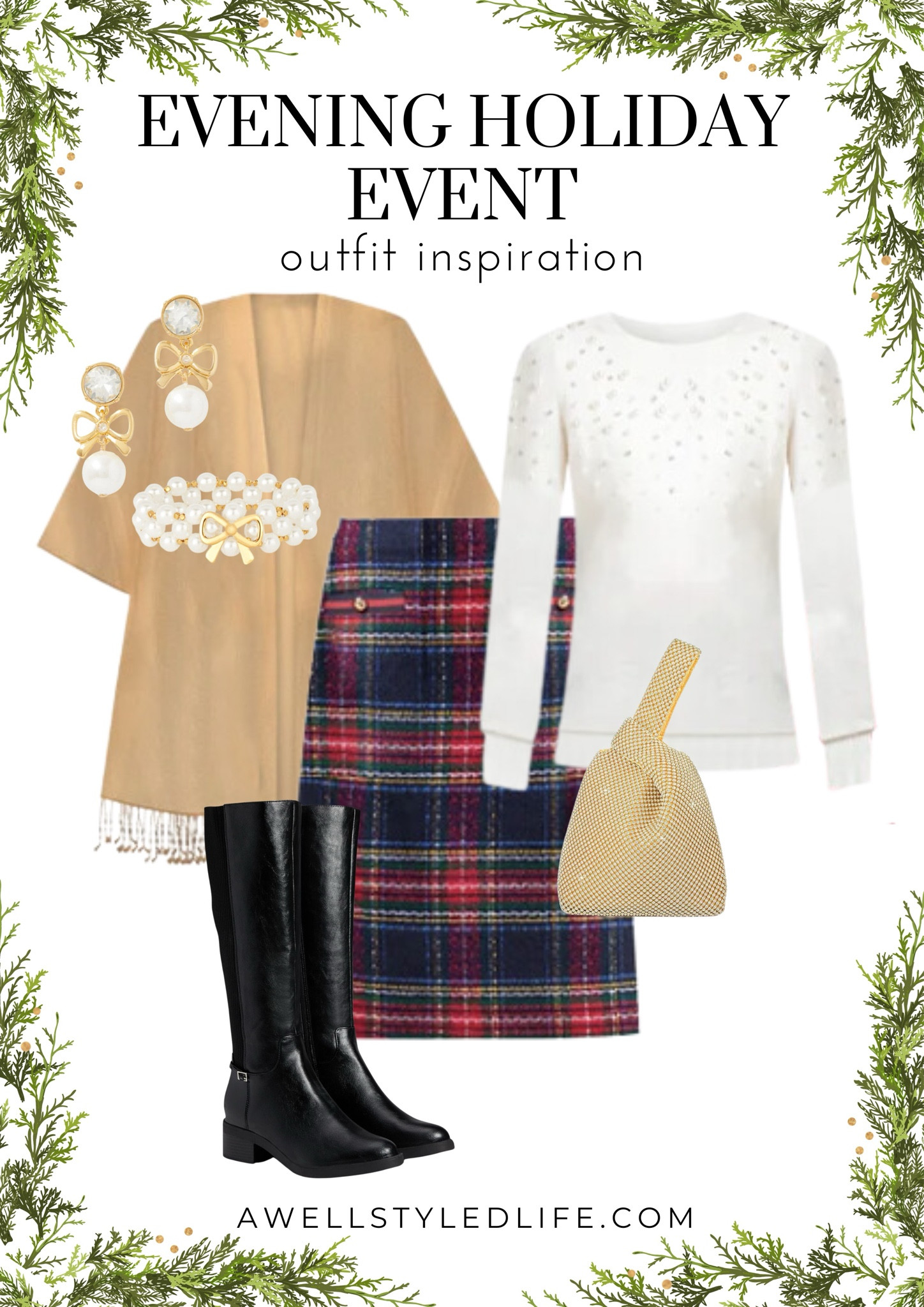 If you have a dressy Holliday event to attend, Talbot’s has you covered! I started with the festive plaid skirt, and paired it with the bejeweled sweater for some sparkle. The wrap is a great addition for colder temps. I chose some knee-high boots from a top brand in comfort shoes, and a cute evening bag from Amazon.

#Talbots #TalbotsFashion #TalbotsHolidayFashion #Zappos #Amazon #HolidayOutfit #Fashion #Fashionover50 #Fashionover60 

#LTKHoliday #LTKparties #LTKstyletip
