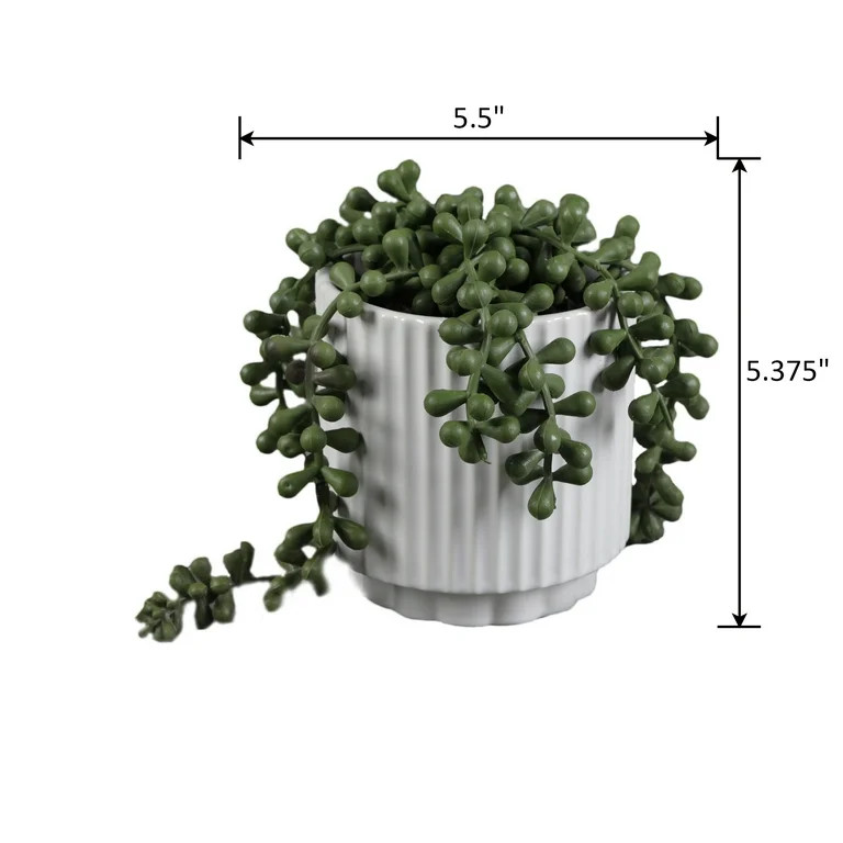 Mainstays 5.38” UV Protected Artificial String of Pearls in White Ceramic Pot Made for Tabletop... | Walmart (US)