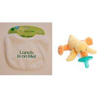 Lunch Is On Me Bib & Baby Yellow Duck Wubbanub Binky Set | Etsy (US)
