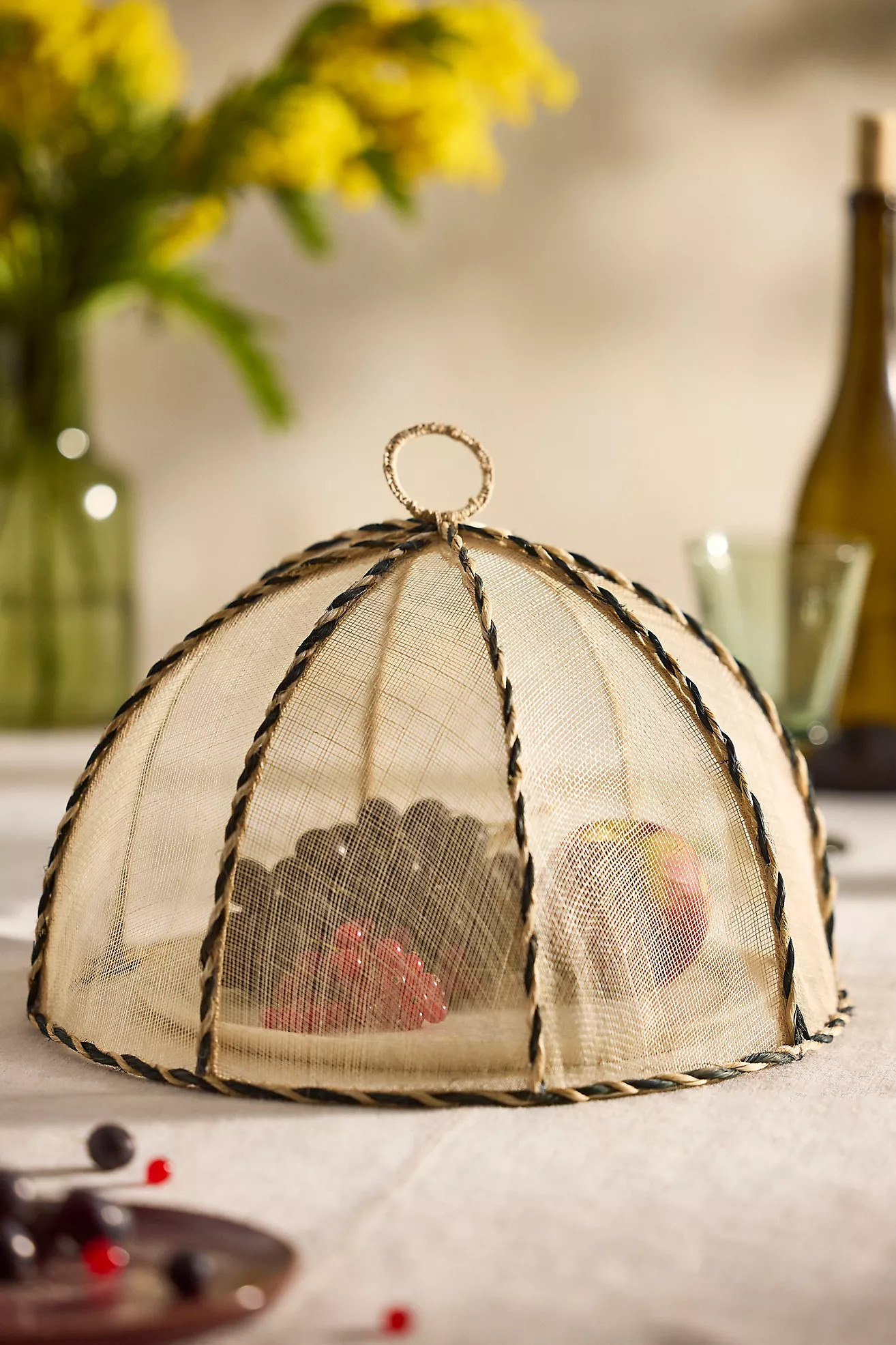 Braided Border Dome Food Cover, Black | Anthropologie (US)