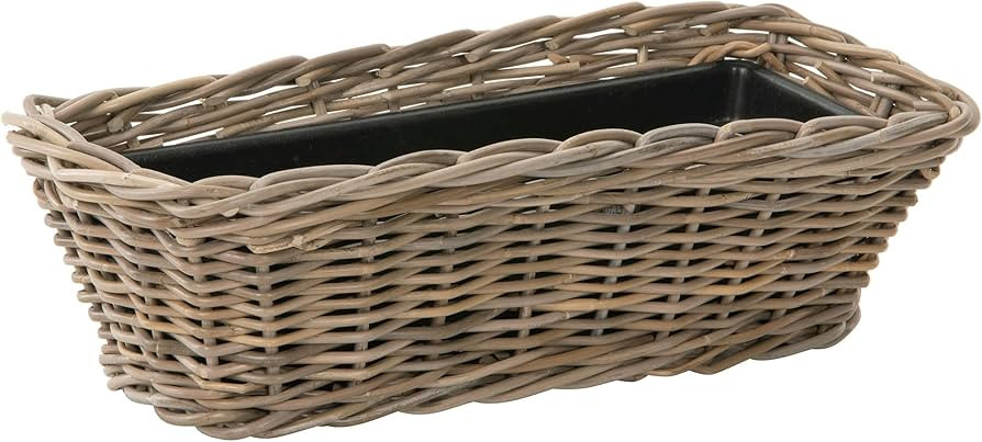Kouboo Round Rattan Planter Basket with Handles 11 Gallon Plastic Pot Liner with Drain Holes Incl... | Amazon (US)