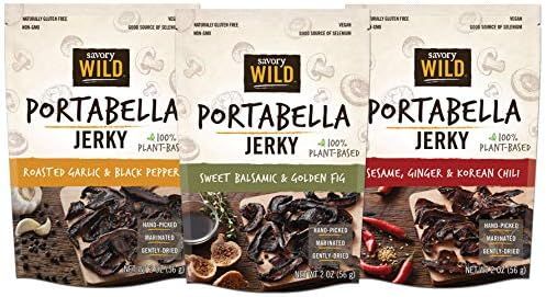 Savory Wild Portabella Mushroom Jerky Variety Pack - Sesame & Chili, Balsamic & Fig, Garlic & Pep... | Amazon (US)