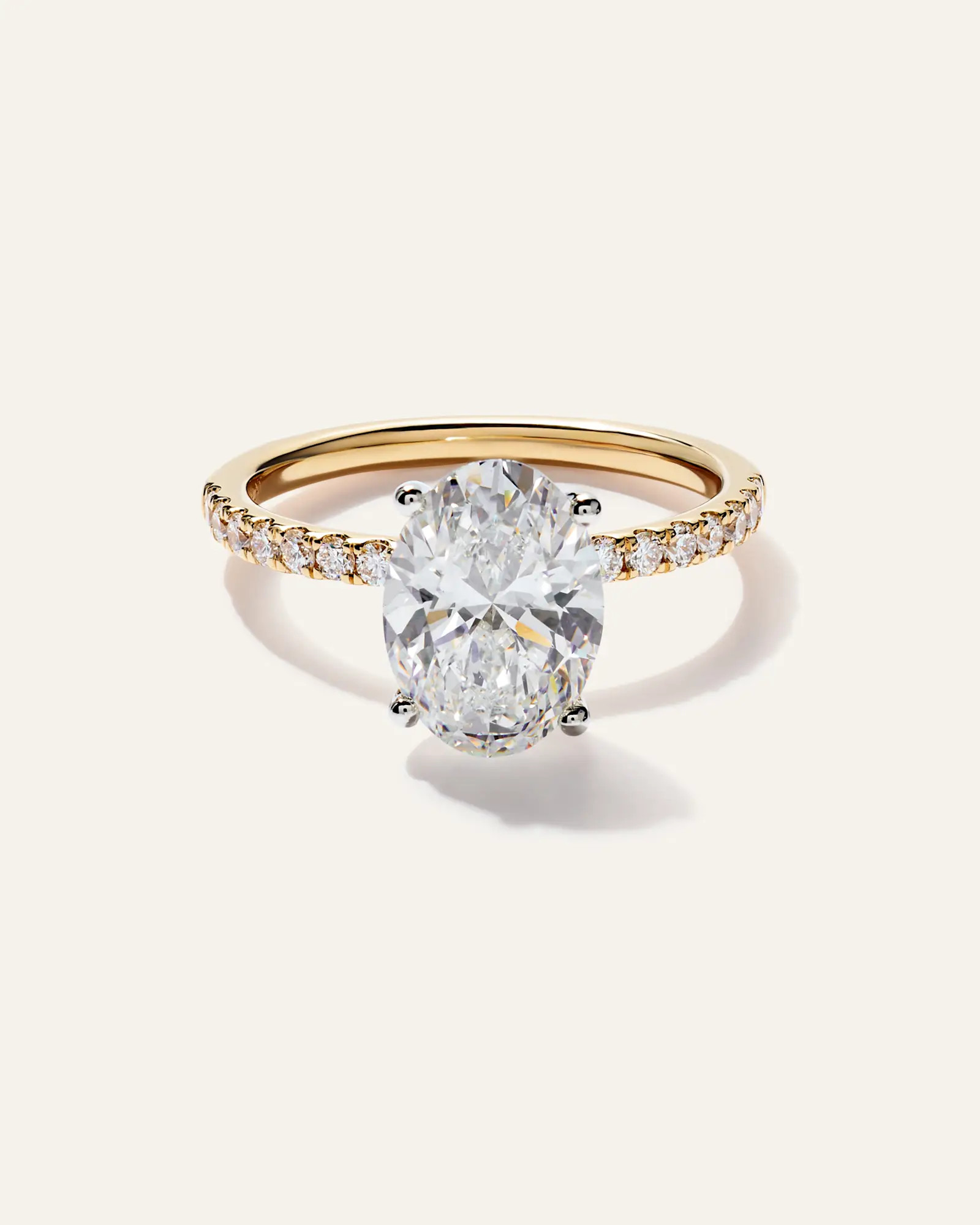 Lab Grown Diamond Oval Petite Pave Engagement Ring in Yellow Gold | Quince