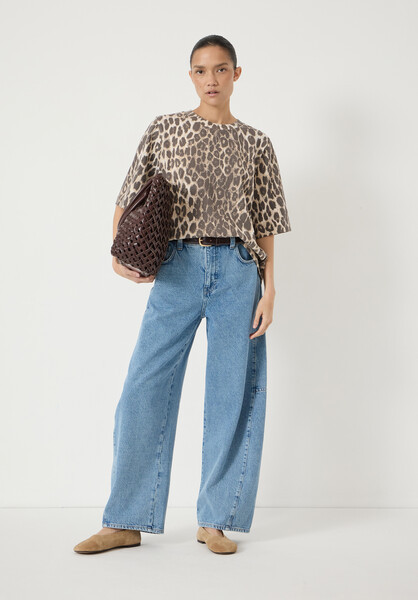 Romina Leopard Print Heavyweight Cotton T-Shirt | Hush UK