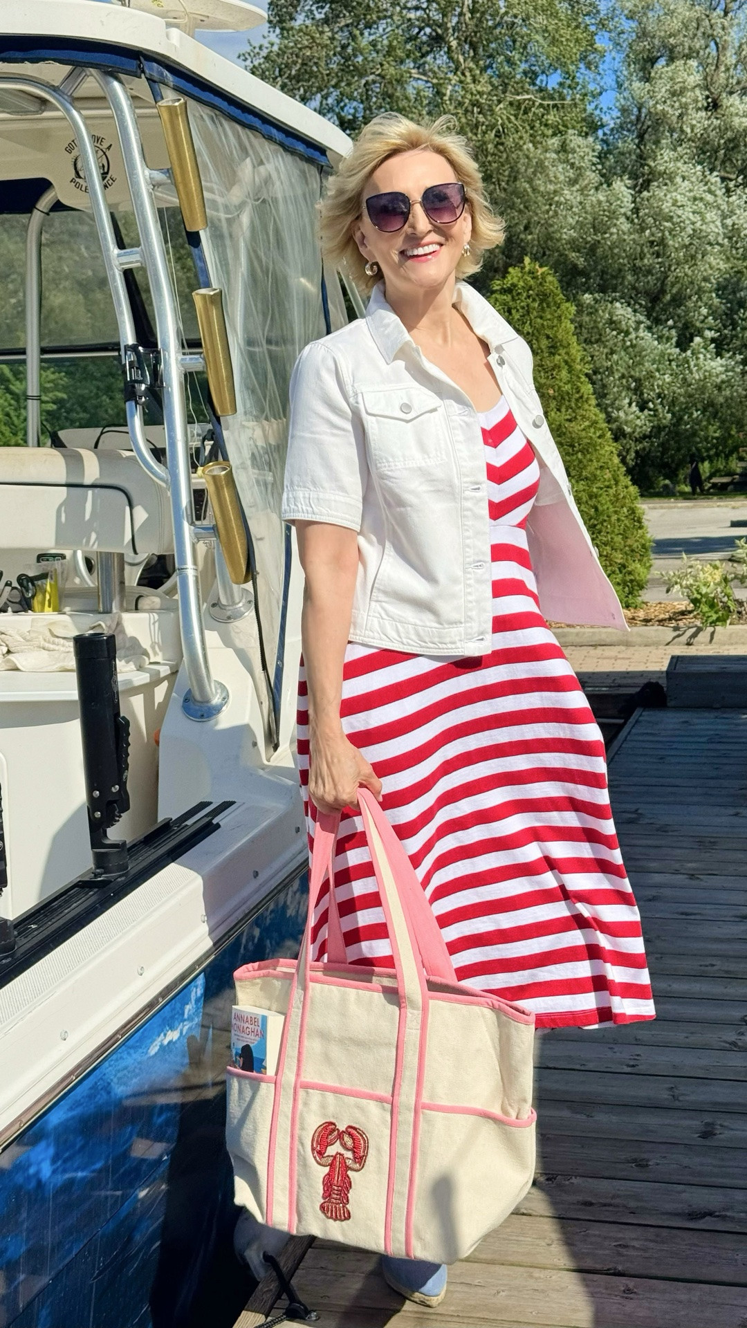 There’s just something about red, white, and a classic stripe that never goes out of style. ❤️🤍 It feels fresh, timeless, and always ready for wherever the day takes you—whether that’s lunch with friends, a stroll by the water, or simply soaking up a beautiful summer day.

I love how this little white jacket adds just the right amount of polish without taking away from the fun of the dress. And can we talk about this adorable tote? It’s the perfect finishing touch!

Debs style tip: A white denim jacket is one of the hardest-working pieces in your wardrobe. Throw it over dresses, linen separates, or even a simple tee and jeans for an instant, pulled-together look.

#LTKSeasonal #LTKOver40 #LTKootd