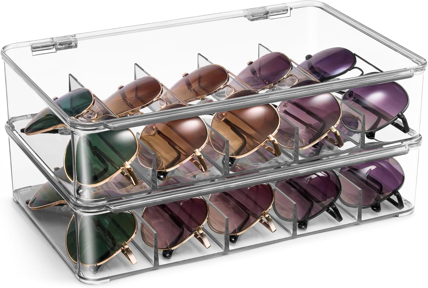 Sorbus Sunglasses Organizer - Plastic Stackable Eyeglass Case Storage Organizer for Multiple Glas... | Amazon (US)