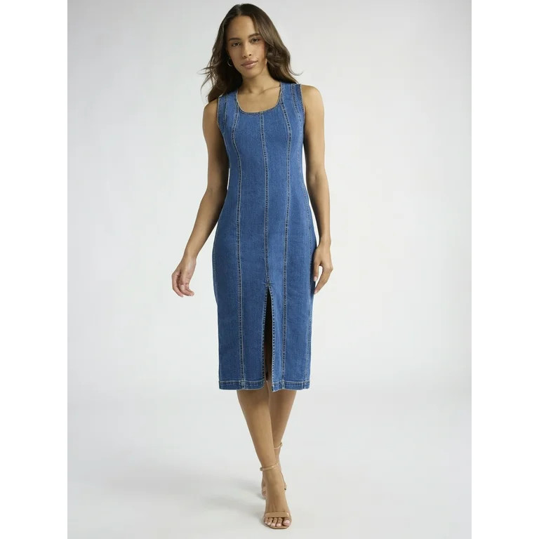 Sofia Jeans Women's Seamed Denim Dress, Below Knee Length, Sizes XS-XXXL | Walmart (US)