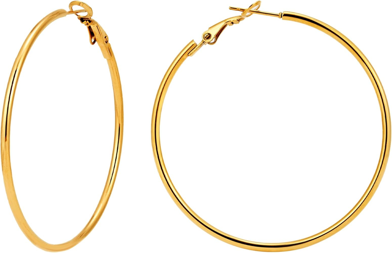 Big Gold Hoop Earrings for Women, Hypoallergenic 925 Sterling Silver Post, 14K Gold Hoops Earring... | Amazon (US)