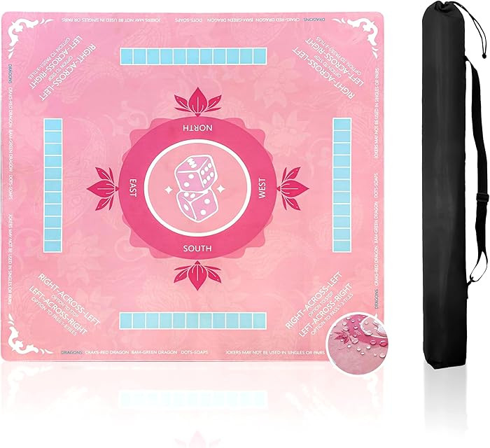 Mahjong Mat for Table Waterproof Anti-Wrinkle Game Mat with Beginner Rules Dice Storage Bag Compl... | Amazon (US)
