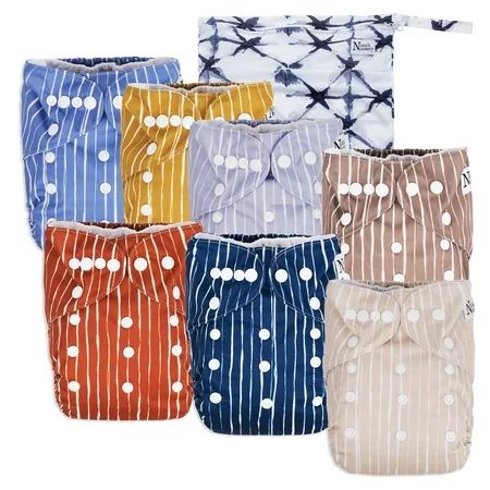 Unisex Baby Cloth Pocket Diapers 7 Pack, 7 Bamboo Inserts, 1 Wet Bag by Nora's Nursery - Cali Coasta | Walmart (US)