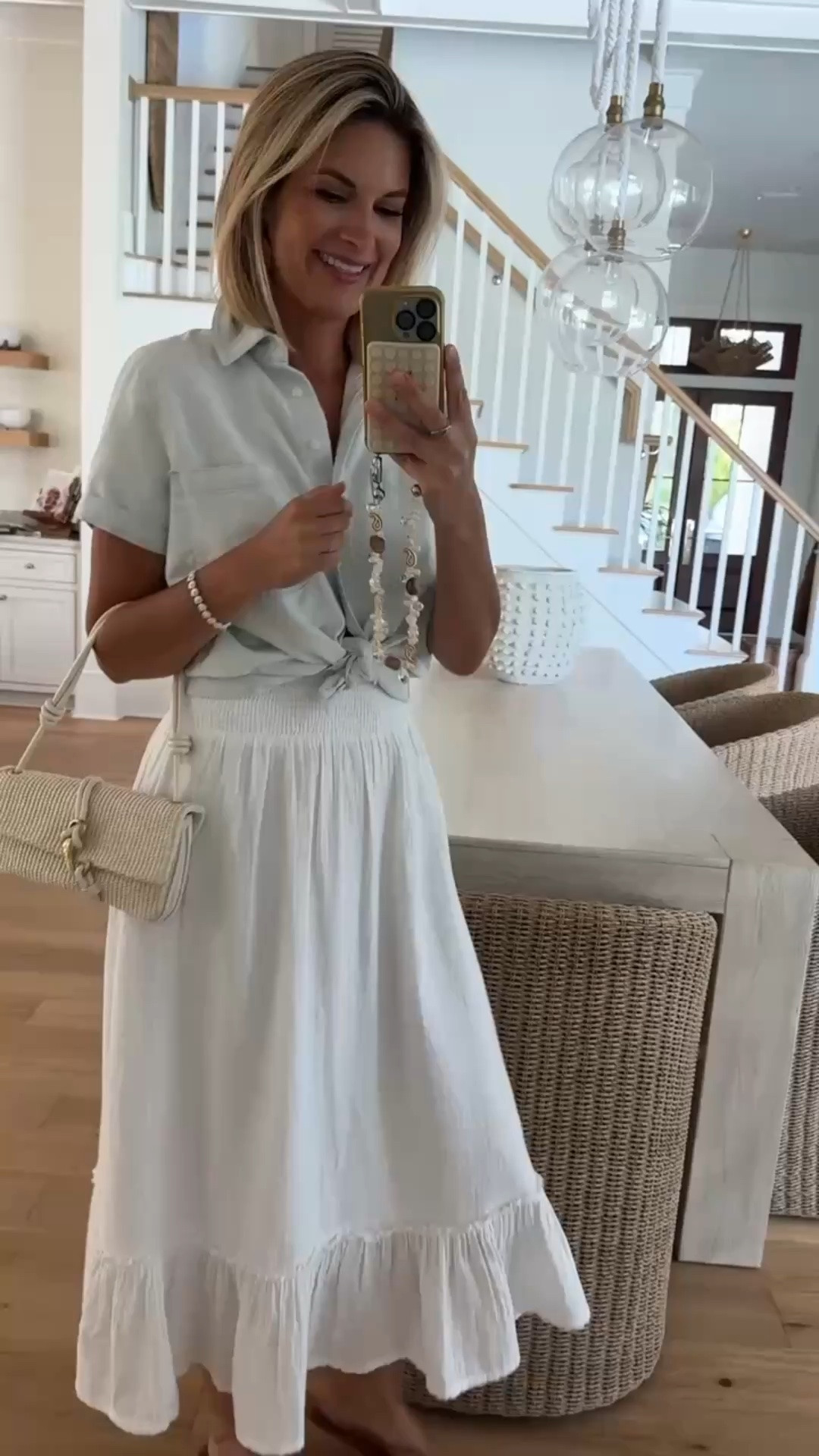 Cell phone strap is sold out in this color but this exact style is available in the turquoise and linking something very similar!  You need the phone case and then all the Ossa strap options are interchangeable.  I have the wood bead crossbody as well.  Small skirt and shirt.

#LTKgrwm #LTKootd #LTKOver40