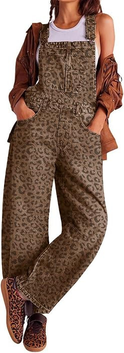 Women Y2k Baggy Barrel Jeans Overalls Wide Leg Denim Pants Bib Overalls Jumpsuit Boyfriend Patchw... | Amazon (US)