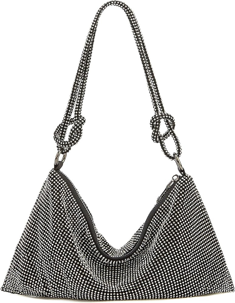 Rhinestone Hobo Bag for Women Chic Evening Handbag Shiny Purse for Travel Vacation 2022 | Amazon (US)
