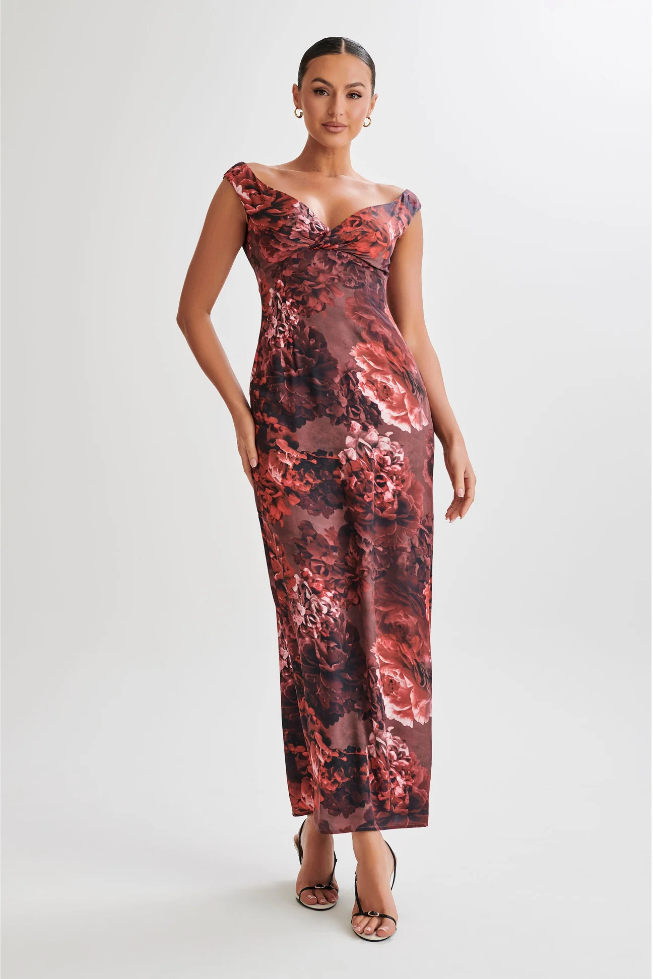 Giavanni Off Shoulder Maxi Dress - Peony Print | MESHKI US