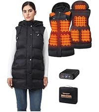 Topdot Long Heated Vest for Women with 16000mAh Battery Pack, 10 Heating Zones Sleeveless Hood Wi... | Amazon (US)