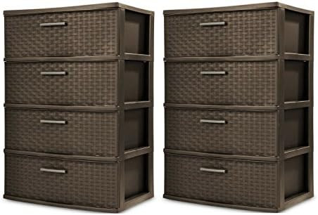 STERILITE 4 Drawer Wide Weave Tower, Espresso - 2 Pack | Amazon (US)