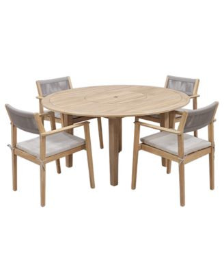 Bristol 5-Piece Round Outdoor Dining Set (Dining Table with Lazy Susan + 4 Stacking Chairs), Created for Macy's