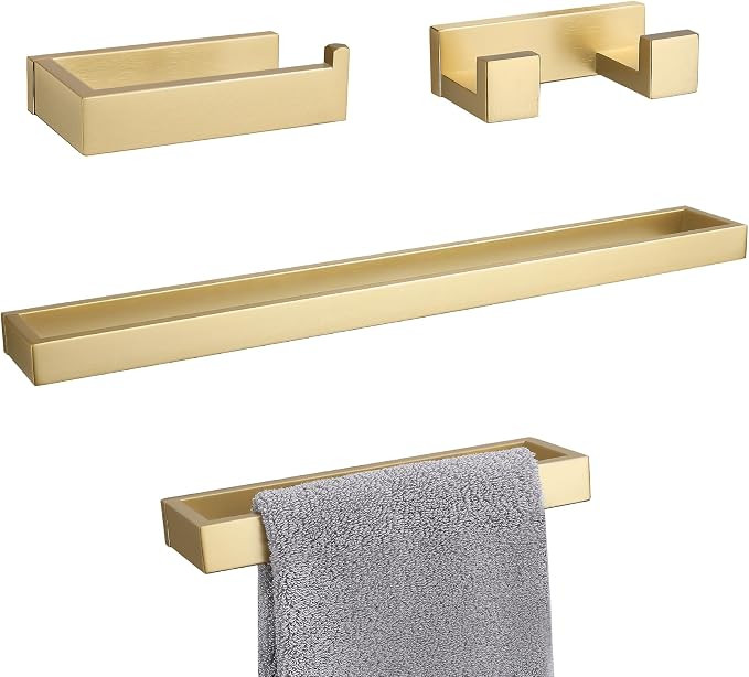 Lairuier Bathroom Hardware Accessories Set, Brushed Gold 4-Piece Bathroom Hardware Set Including ... | Amazon (US)