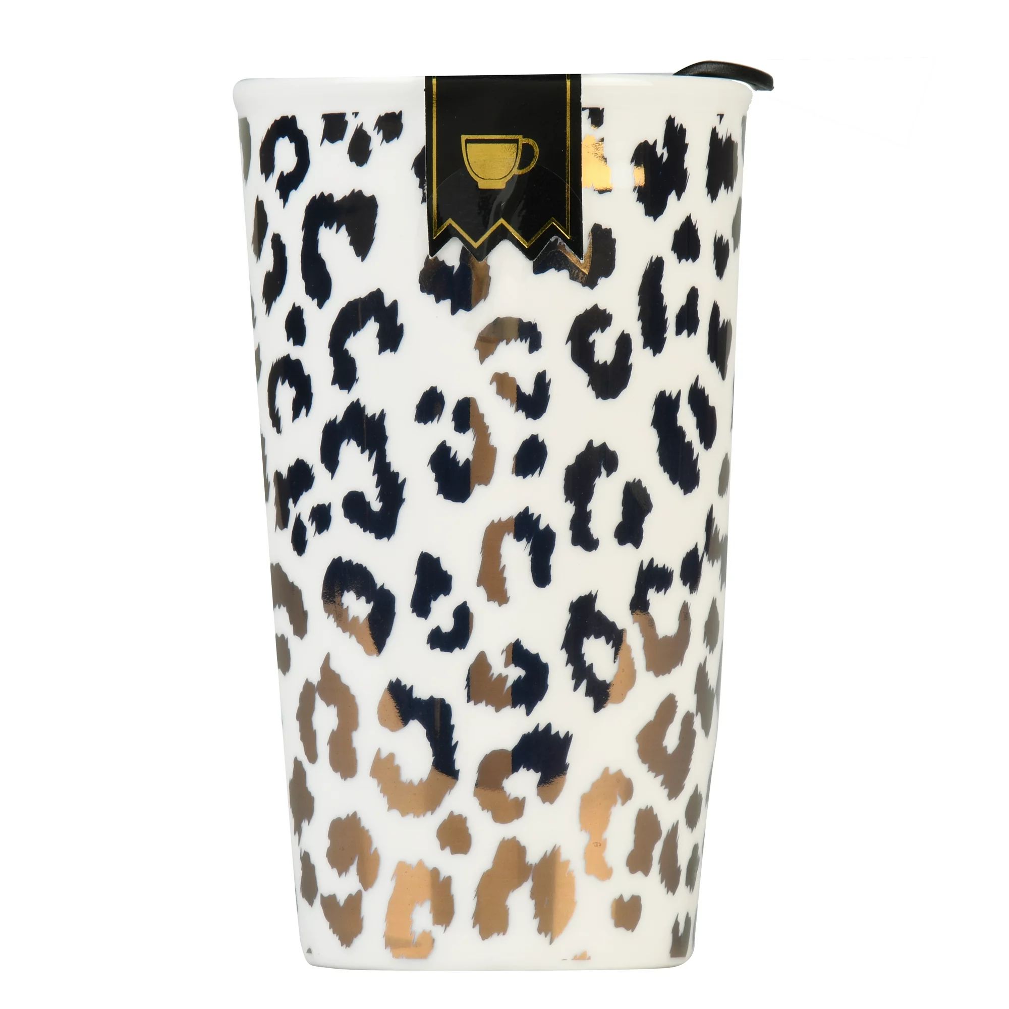 Ceramic 12 Oz. Gold Cheetah Travel Mug with Splash-Free Lid | Walmart (US)