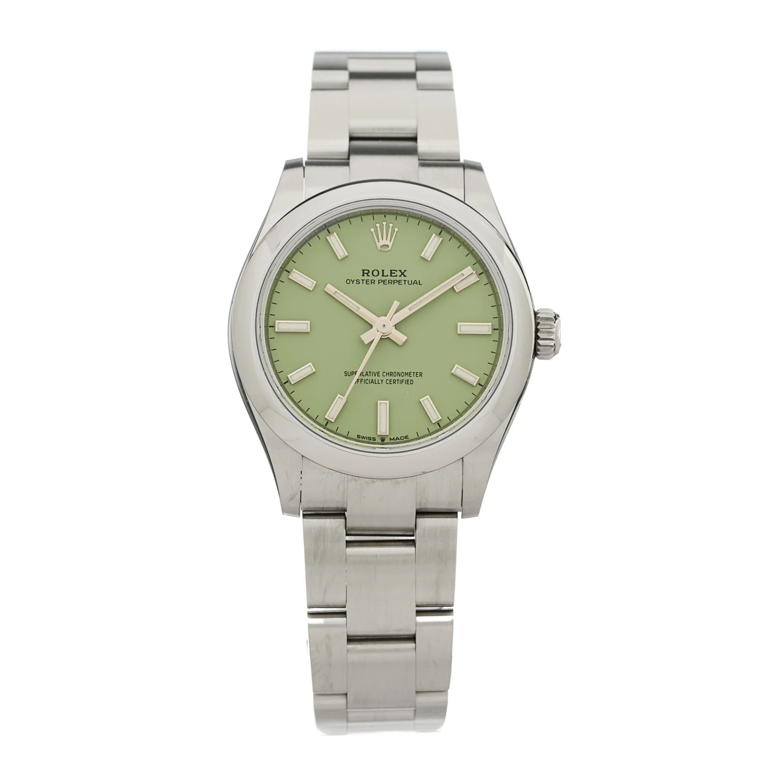 Stainless Steel 31mm Oyster Perpetual Watch Pistachio 277200 | FASHIONPHILE (US)