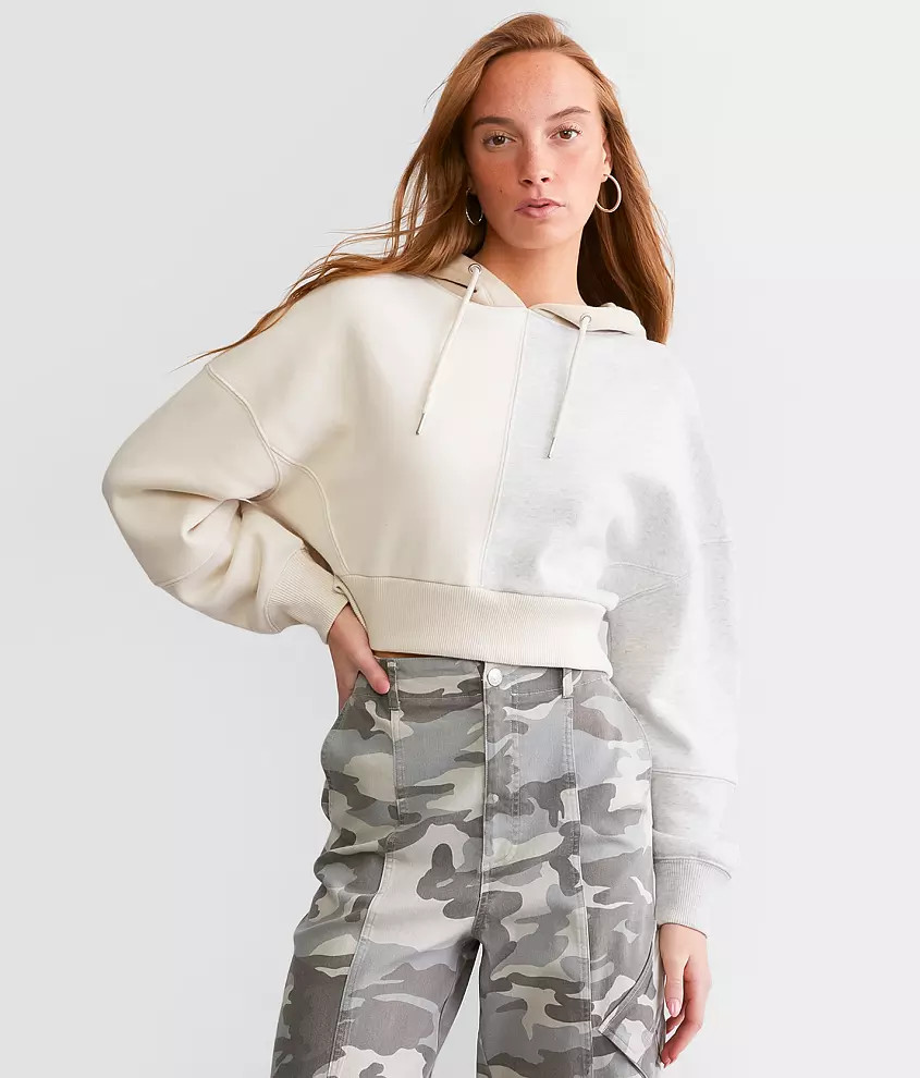 Cropped Color Block Hooded Sweatshirt | Buckle