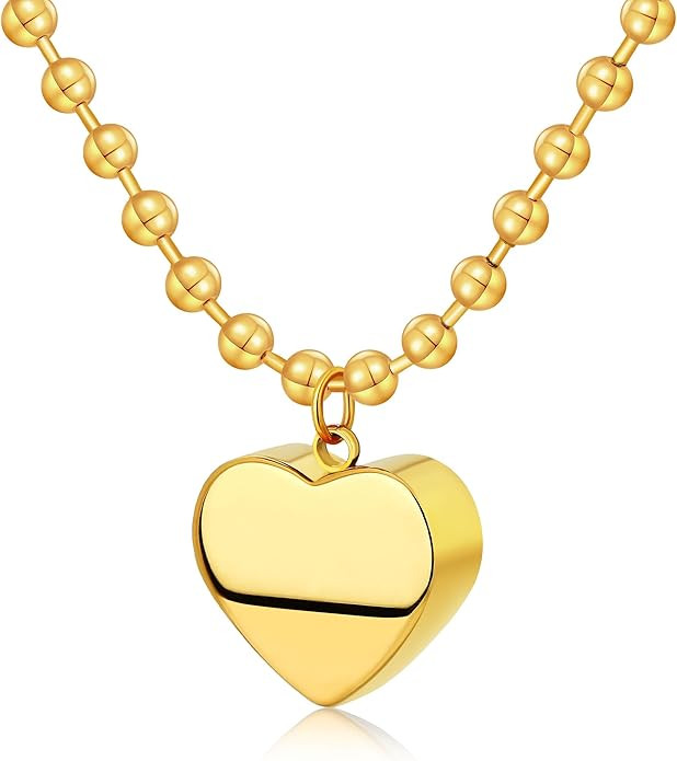Chunky Gold Sun Heart Pendant Charm Necklace for Women 18K Gold Plated Thick Paperclip Chain Chok... | Amazon (US)