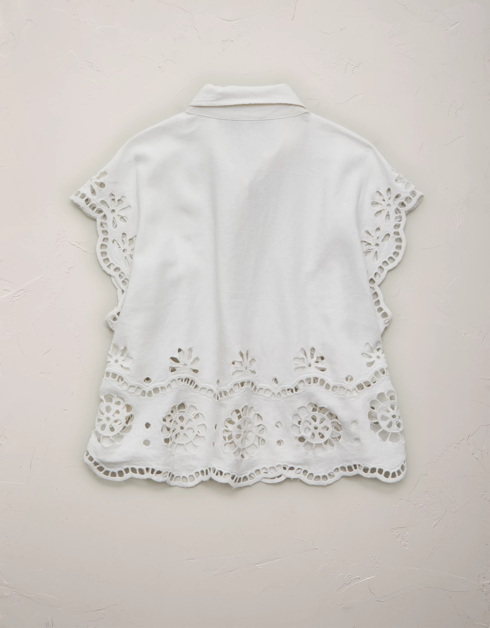 AE77 Embroidered Linen-Blend Button-Up Shirt | American Eagle Outfitters (US & CA)
